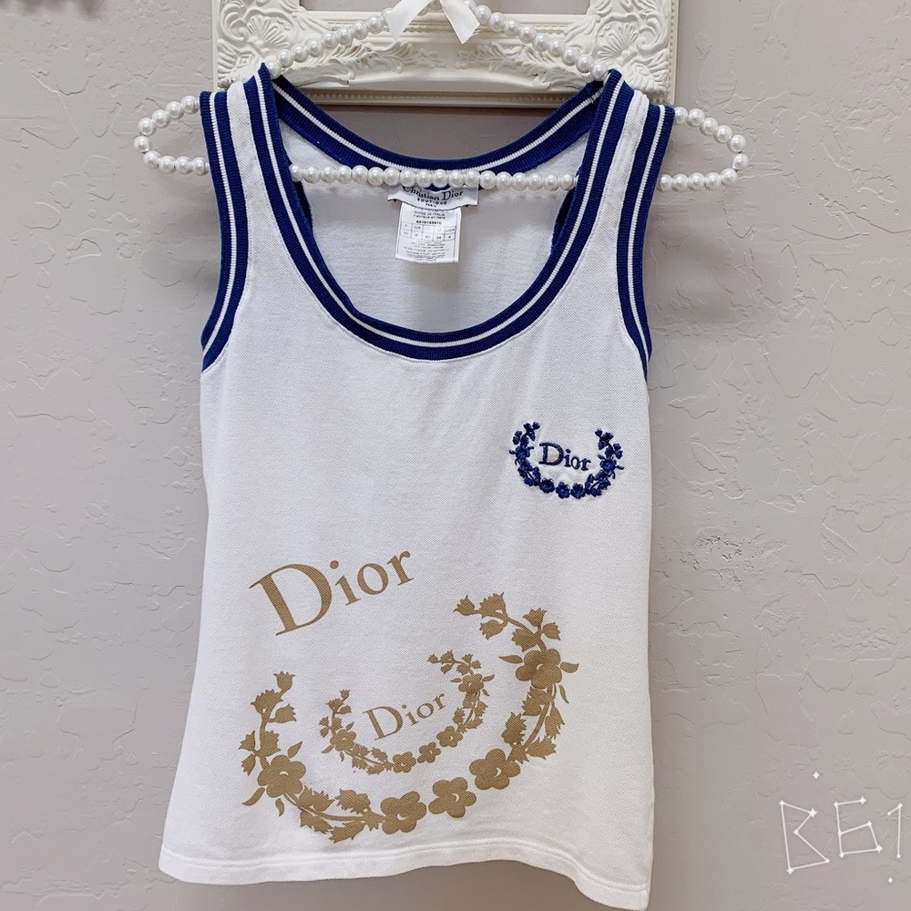Dior White and Blue Tank Top